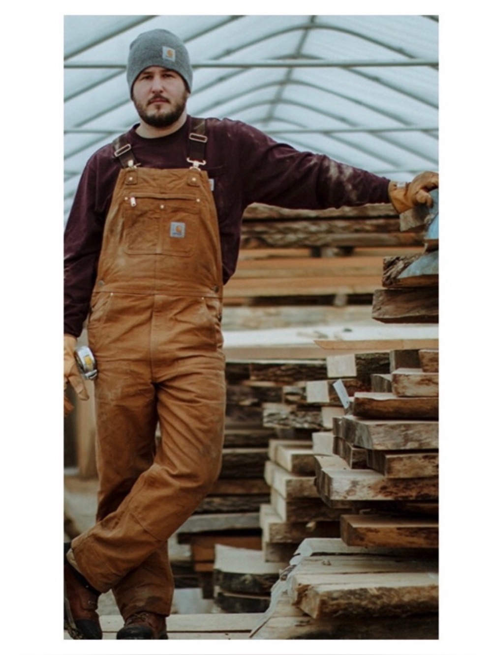 Vintage 1990s Carhartt Duck Bib Overalls R01 BRN Made in USA 44x30